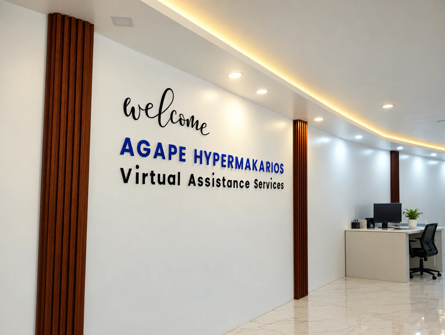 AHMVAS company name displayed inside the La Trinidad office